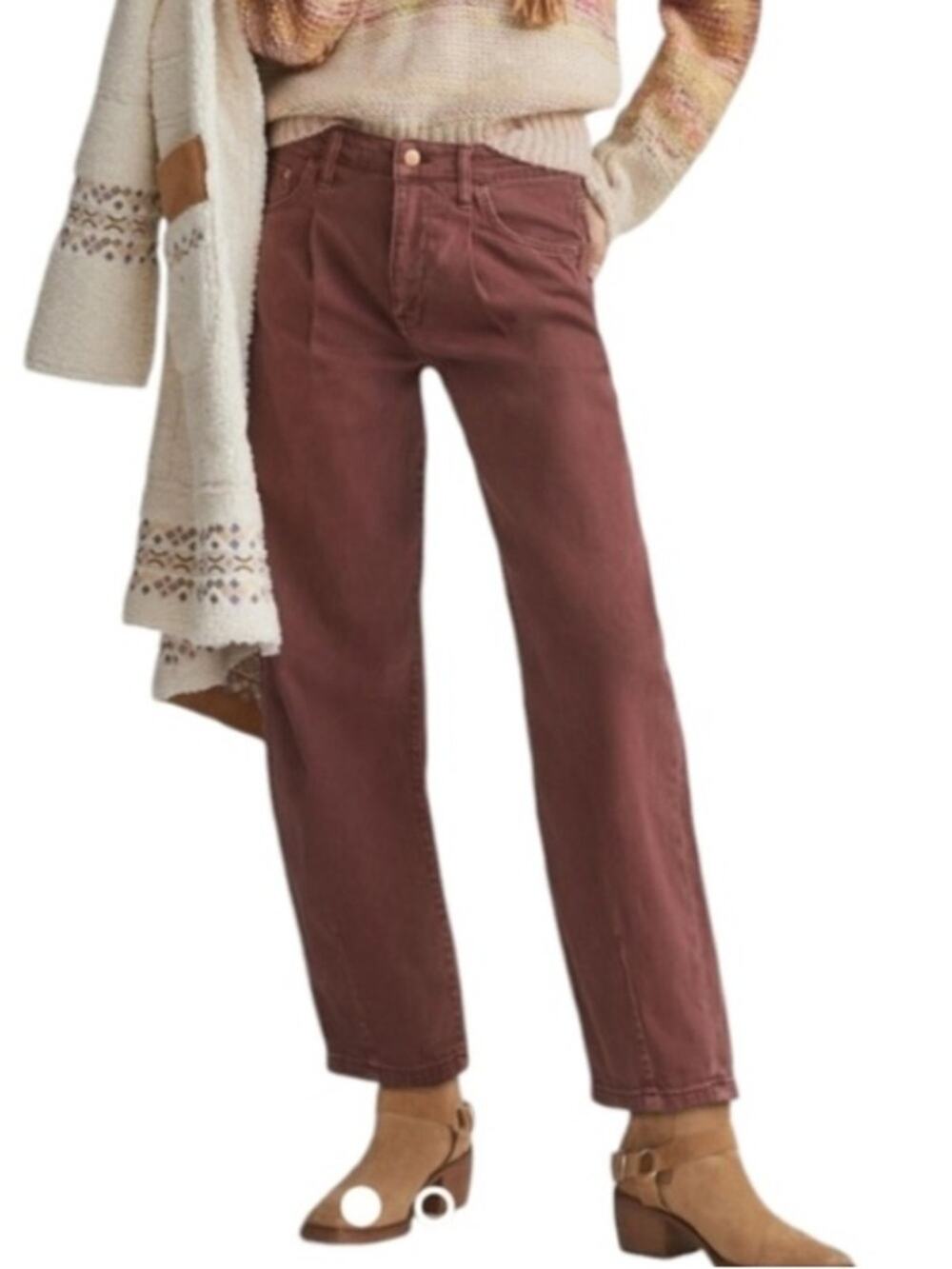 Pilcro The Breaker Relaxed Fit Burgundy Jeans size 29